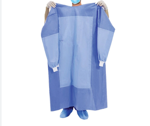 Blouse chirurgicale renforcée VT - Blouse d'opération jetable bleue à usage unique (stérile EO certifiée ISO/CE MDR) pour chirurgien et patient - Product Image 1