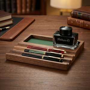 Organisateur de bureau en bois Curio Craft, forme rectangulaire, fait main, minimaliste, à un seul niveau, plateau de rangement multifonctionnel pour stylos, bureau - Product Image 6