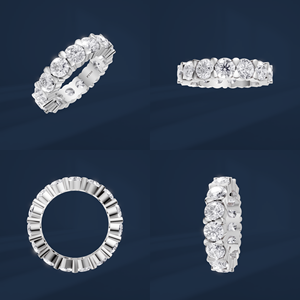 Bague de fiançailles classique pour femme en platine PT950 avec diamants de laboratoire taille brillant rond, couleur D - Product Image 6