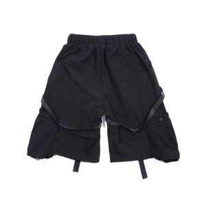 Men's Black Cargo Shorts Elastic Waist Canvas Workwear Style Length Ribbons Decoration Solid Color Breathable - Product Image 6