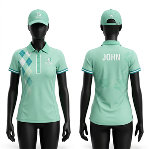 Maillot de golf pour femmes, qualité supérieure, 180 GSM, polyester piqué respirant, vert olive, bordure blanche, design à panneaux, broderie personnalisée, impression de logo - Product Image 6