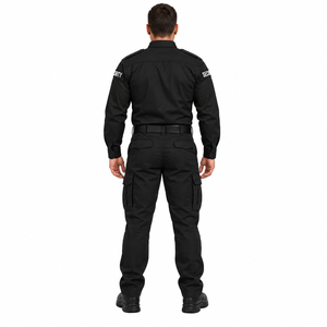 Ensemble uniforme de sécurité pour hommes de haute qualité, chemise de travail à manches longues, pantalon cargo latéral, couleur unie, uniforme de travail personnalisé pour hommes - Product Image 2