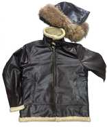 Veste bomber à capuche en cuir de vache véritable de qualité supérieure, avec capuche amovible, doublure en fausse fourrure, fermeture éclair, personnalisable pour homme