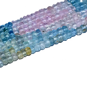 Cuentas facetadas de aguamarina natural multicolor de 4 mm para la elaboración de joyas, 13 pulgadas de longitud, tamaño del orificio de 0,40 mm - Product Image 1
