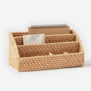 Soporte de ratán natural para revistas, organizador de oficina, accesorios, limas de papel, cesta, Estilo Vintage - Product Image 4