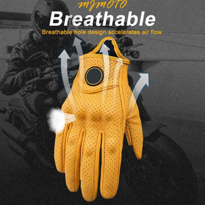 Guantes de Motocicleta Clásicos de Piel de Cabra Amarillos con Orificios, Guantes de Ciclismo de Verano, Guantes de Golf para Adultos, Color Blanco Personalizado - Product Image 5