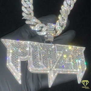 Custom Nameplate Pendant Moissanite Diamond Hip Hop Necklace <b>Iced</b> <b>Out</b> Bling <b>Chain</b> Luxury Rapper Jewelry - Product Image 3
