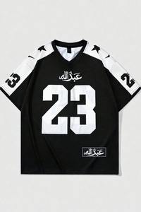 เสื้อยืดคอกลมผู้ชายผ้าโพลีเอสเตอร์ตาข่ายสำหรับฤดูร้อน สไตล์เรโทรอาหรับลำลอง ทรงโอเวอร์ไซส์ เสื้อเจอร์ซีย์วินเทจสไตล์อเมริกันฟุตบอล - Product Image 4