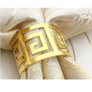 ที่วางผ้าเช็ดปากโลหะตกแต่งโต๊ะอาหารโรงแรมทันสมัยงานฝีมือเคลือบทองคำ - Product Image 1
