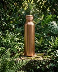 Reusable Pure Copper <b>Water</b> <b>Bottle</b> With Durable Construction Traditional Drinking <b>Bottle</b> For Travel <b>Gym</b> And Office - Product Image 3