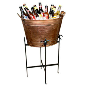 Refroidisseur de vin en métal antique martelé de cuivre de fer en métal antique avec le support - Product Image 5