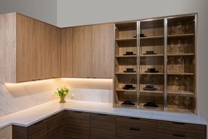 Juego de Gabinetes de Cocina Modernos de Melamina Negra con Diseño de Madera y Isla para Proyecto de Villa - Product Image 6