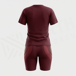 Ensemble de shorts sportifs 2 pièces pour femmes, t-shirt à manches courtes et shorts au-dessus du genou, imprimé géométrique, séchage rapide, col rond, coupe régulière - Product Image 2