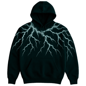 Sudadera con Capucha para Hombre, Color Marrón Oscuro, con Estampado de Rayos, Corte Regular, Estilo Casual para Otoño, Diseño con Bolsillo Frontal - Product Image 1