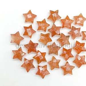 Pierre de soleil naturelle en forme d'étoile 10 mm, facettée, sculptée à la main, pierre précieuse en vrac, briolette, prix de gros pour la fabrication de bijoux - Product Image 3
