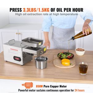 Pressa per Olio Elettrica in Acciaio Inox 850W, Nuova Macchina con Temperatura Regolabile 0-300°C/32-572°F, Estrattore d'Olio a Pressione a Caldo - Product Image 2