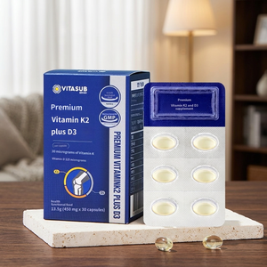 VITA SUB en gros – Capsules molles de Vitamine K2 et D3 pour adultes – 30 mcg K2 et 125 mcg D3 – Améliore la densité osseuse et la santé cardiaque - Product Image 4
