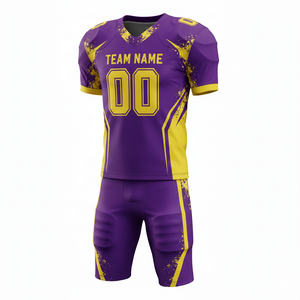 Ensemble de maillot et short de football américain personnalisé, sublimé, respirant, avec logo sur le devant, 100 % polyester, antibactérien - Product Image 3