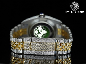 Montre de luxe de qualité supérieure en or sertie de diamants pour hommes, décontractée, pour les soirées et les sorties nocturnes, disponible au prix d'usine - Product Image 2