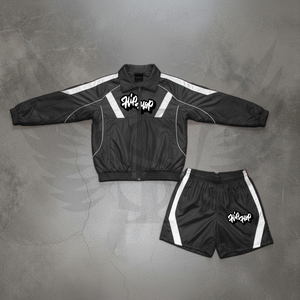 ZSSM Custom Two Piece Splice Short <b>Jacket</b> Set <b>Zip</b> <b>up</b> <b>Jacket</b> Sweatsuit and Nylon Sweat Pants Shorts Tracksuit for Men - Product Image 2