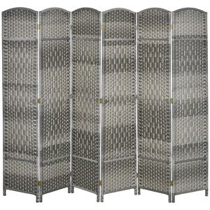 Paravento Pieghevole Artigianale a 6 Pannelli, Alto 6 Piedi, Divisorio Autoportante in Legno Grigio Misto per Casa e Ufficio - Product Image 1