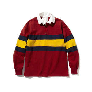 Chemise en jersey tricoté à manches longues pour homme, 100 % coton, bleu marine, moutarde, coupe classique, design boutonné, style urbain - Product Image 3