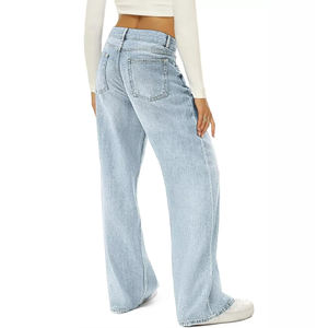 Service OEM ODM GHULAM GOODS SPORTS – Jean évasé ample vintage pour femme, 100 % coton, coupe décontractée, taille mi-haute, mode automne - Product Image 6