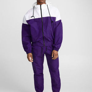 Custom Men's Color Block Tracksuit Windbreaker Hooded <b>Jacket</b> and Joggers 2 Piece Set Wholesale Streetwear Sportswear Outfits - Product Image 1