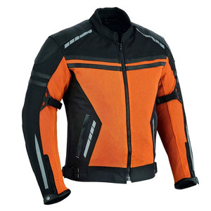 Men's Orange Black Mesh <b>Motorcycle</b> <b>Jacket</b> Full Sleeve Breathable Color Blocked <b>Summer</b> Riding Gear Motorbike Racing <b>Jacket</b> - Product Image 1