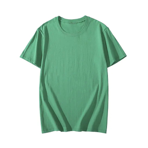 Camiseta de Algodón Verde Sólido para Hombre, Corte Regular, Cuello Redondo, Manga Corta, Estilo Casual, Transpirable, Tejido Liso Teñido - Product Image 5