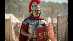 Casco de Centurión Gallico Imperial Romano con Pluma Roja, Chapado en Oro Pulido, Acero Suave Grabado, Armadura Medieval para Cosplay - Product Image 4