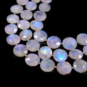 Natural <b>Rainbow</b> Moonstone Coin Shape Faceted Beads 12-16MM Premium <b>Rainbow</b> Moonstone Gemstone Beads For Jewelry Making Supplies - Product Image 2