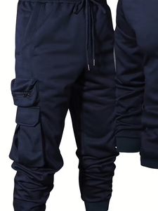 Men's Casual Sports Suit Terry Fabric 100% Cotton Quick Dry 300g Multi Pocket Fashionable Hooded Two-Piece Set Winter Bangladesh - Product Image 4