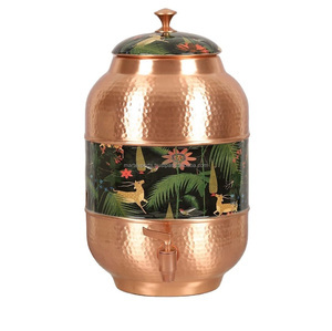 Recipiente dispensador de agua de cobre puro hecho a mano con soporte ecológico personalizable que promueve la desintoxicación hidratación bienestar Natural - Product Image 6