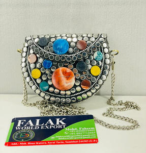 Bolso de mano de Metal exquisito hecho a mano, botón con cremallera XL, patrones bohemios, atractivo Vintage ecológico para bodas, eventos formales - Product Image 2