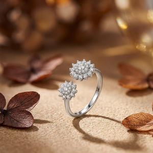 Production rapide de bijoux de haute qualité, bagues en or rose 18 carats avec diamants véritables, serties en grappe, pour un cadeau d'anniversaire de mariage - Product Image 2