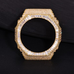 Boîtier de montre de luxe personnalisé en moissanite et diamant, pavé intégral, laiton plaqué or, argent VVS, accessoires de bijouterie - Product Image 6