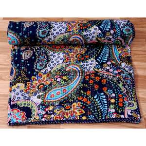 Juego de Edredón Artesanal de Algodón Orgánico Estampado, Ecológico, de Lujo, Tradicional, Kantha, Vintage, Transpirable, para Todas las Estaciones, para Hotel - Product Image 3