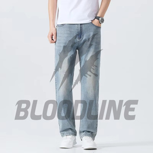 Jeans de Pierna Recta para Hombre BLOODLINE, Lavado a la Piedra, Algodón Denim, Cintura Media, Estilo Casual, Corte Regular para Otoño - Product Image 6