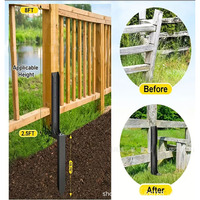 Poteau de clôture de remplacement en fer métallique de 6 pieds, moderne, pour usage extérieur (ferme/jardin), facilement assemblable