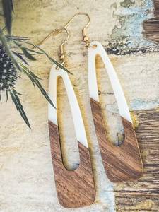 Pendientes de Resina de Madera Natural, Elegantes Pendientes Hechos a Mano, Joyería Moderna de Diseño para Niñas y Mujeres - Product Image 6