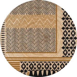 Industry Trending Round Jute Area Rug Geometric Bohemian Style Flat Weave Non-Slip Living Room Decor Spot Clean - Product Image 6