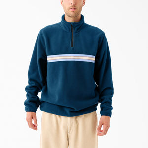 OEM Custom Men's Half <b>Open</b> Collar Hoodies 100% Cotton Fabric Long Sleeve Ribbed Cuff Design Half Zipper Pullover Sweatshirts - Product Image 2