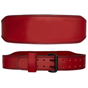 KALEEM QUALITY WEAR Red Leather Waist Support <b>Belt</b> With Black Buckle Adjustable For <b>Weight</b> Lifting Unisex Fitness Safety - Product Image 1