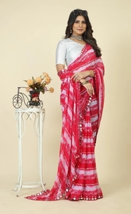 Sari de Georgette con Estampado Floral Estilo Bollywood KV - Product Image 3