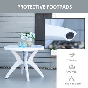 Tavolo da Pranzo Pieghevole in Lega di Alluminio Resistente con Foro per Ombrellone, Tavolo Rotondo da Esterno per Giardino, Prato e Cortile in Bianco - Product Image 5