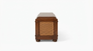 Banco de Ratán y Madera de Caoba Sólida, Consola de Entretenimiento Moderna, Mueble de Almacenamiento de Madera, No Plegable, para Sala de Estar - Product Image 2