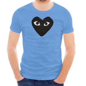 T-shirt gris pour homme avec motif cœur noir et yeux, manches courtes, col rond, imprimé, coupe décontractée, 100 % coton jersey, infroissable, devant imprimé - Product Image 5