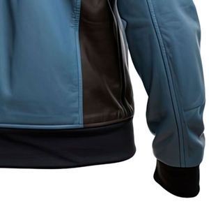 Chaqueta de Motociclista de Cuero PU Azul y Negro para Hombre, Cuello Alto, Botón Único, Estilo Moto Biker, Resistente al Viento, Tendencia de Otoño - Product Image 5