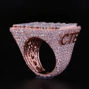 Bague en Moissanite Plaqué Or Rose avec Lettre, Style Hip Hop, Personnalisable, pour Cocktail, Mariage, Bijou Initial - Product Image 5